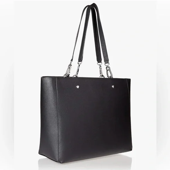 Karl Lagerfeld Black Tote with Patches & Charm Accents size 14 1/4 x 11 1/2” New - Picture 6 of 17